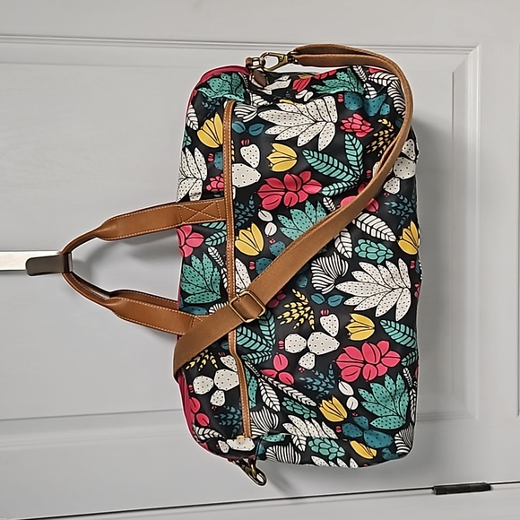 Fossil Eliza Weekender overnight travel bag / duffle  multicolored succulents - Picture 2 of 14